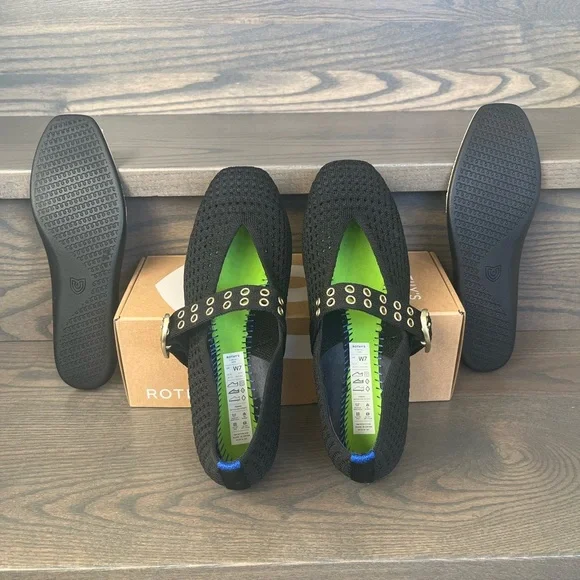Rothy's Max Buckle Mary Jane flat in Black Mesh Size 7 - Like New! - Picture 7 of 14